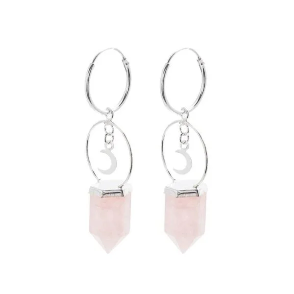 Brinco de Argola Quartzo Rosa