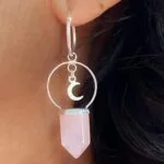 Brinco de Argola Quartzo Rosa Prata 925 - Imagem 2
