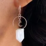 Brinco de Argola Pedra da Lua Prata 925 - Imagem 2