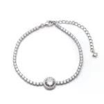 Pulseira Riviera Halo Brilhante Prata 925 Ródio