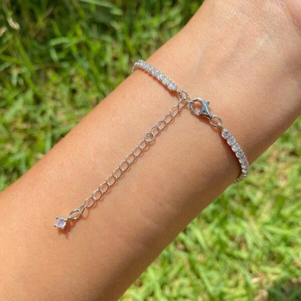 Pulseira Riviera Halo Brilhante Prata 925 Ródio - Imagem 3
