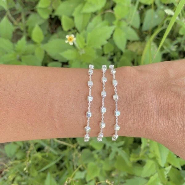 Pulseira  Quadrados 3mm Prata 925 - Imagem 3
