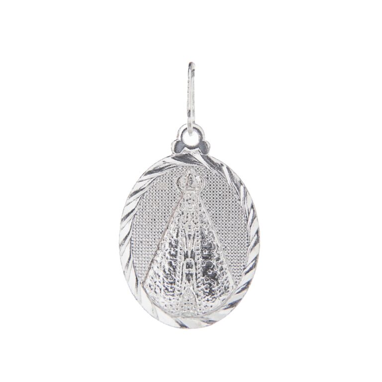 Pingente Nossa Senhora Aparecida Oval Prata 925