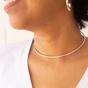 Choker Aro Rígido Fio Redondo 1mm Prata 925
