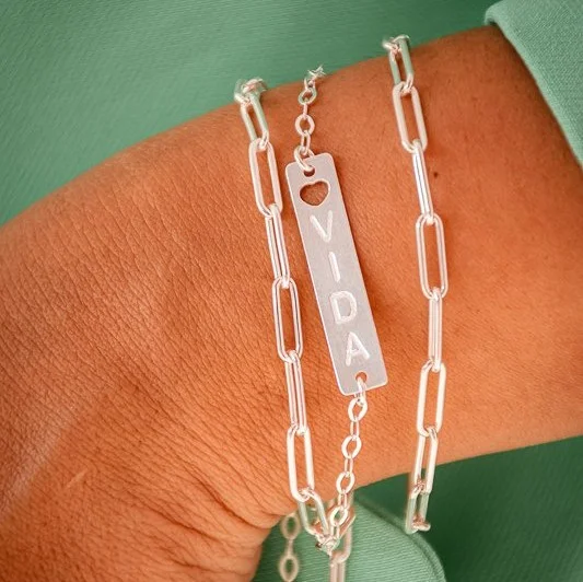 Pulseira Placa Vida Prata 925
