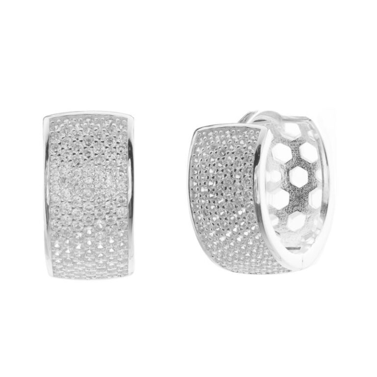 Argola Click Cravejada 8mm Prata 925