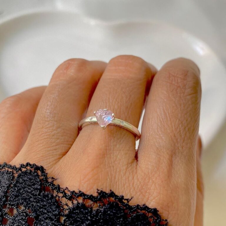 Anel “You & Me” Coração Rosa Prata 925