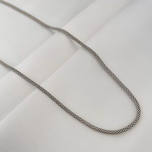Corrente Prata Pipoca Envelhecida 80 cm 2mm
