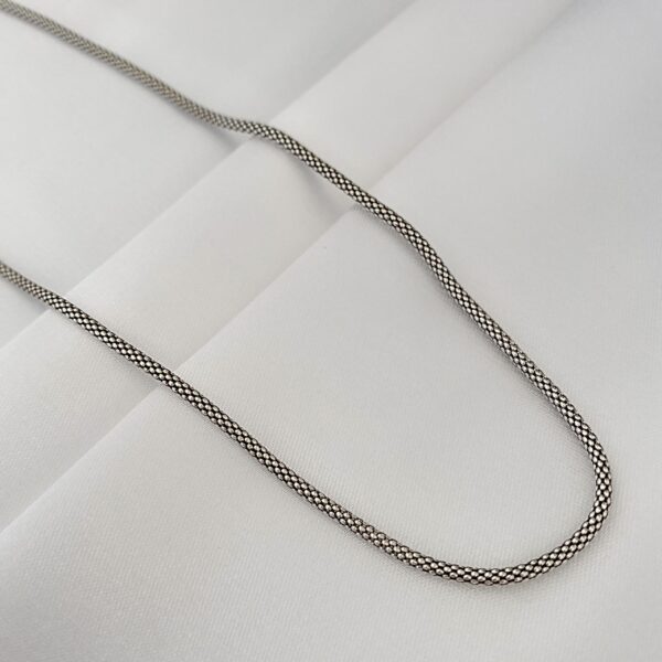Corrente Prata Pipoca Envelhecida 80 cm 2mm