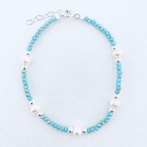 Pulseira Cristais Azuis Prata 925