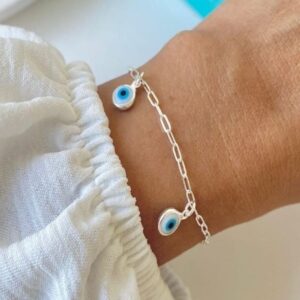 Pulseira Olho Grego Azul Prata 925