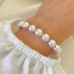 Pulseira Esferas Lisas 8mm Prata 925