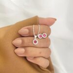 Conjunto Redondo Zircônia Rosa Prata 925 - Imagem 2