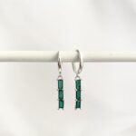 Brinco Argola Click Verde Prata 925