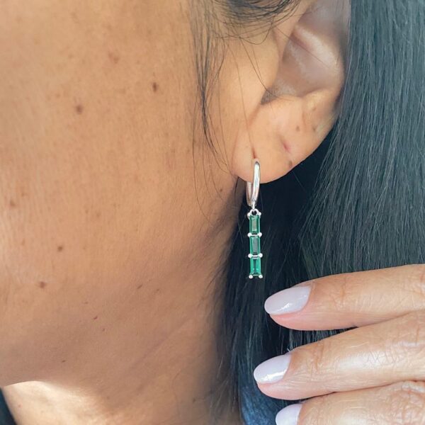 Brinco Argola Click Verde Prata 925 - Imagem 2