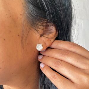Brinco Rosa Madrepérola Prata 925