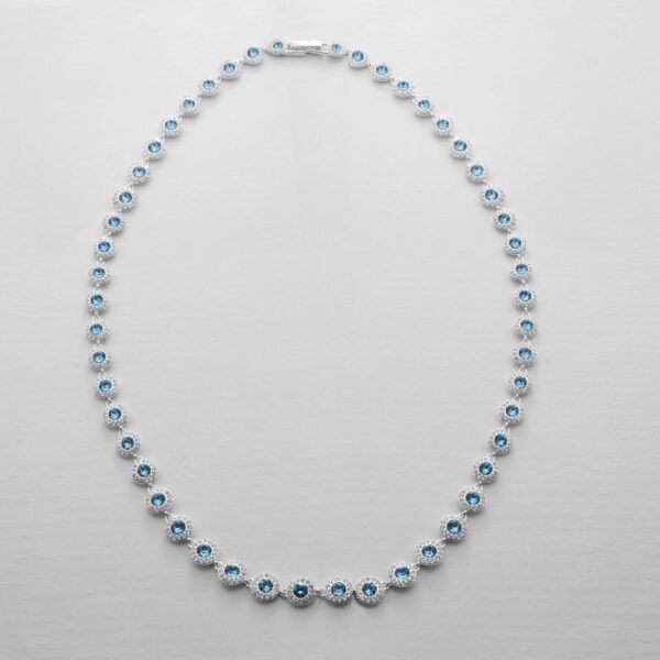 Colar Gargantilha Fina Azul Prata 925