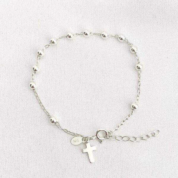 Pulseira Terço Cruz Prata 925 - Imagem 1