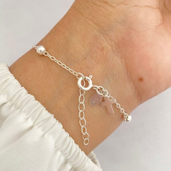 Pulseira Terço Cruz Prata 925 - Imagem 3