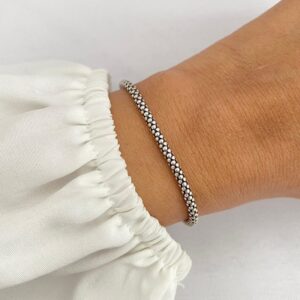 Pulseira Pipoca 3mm Prata de Bali 925