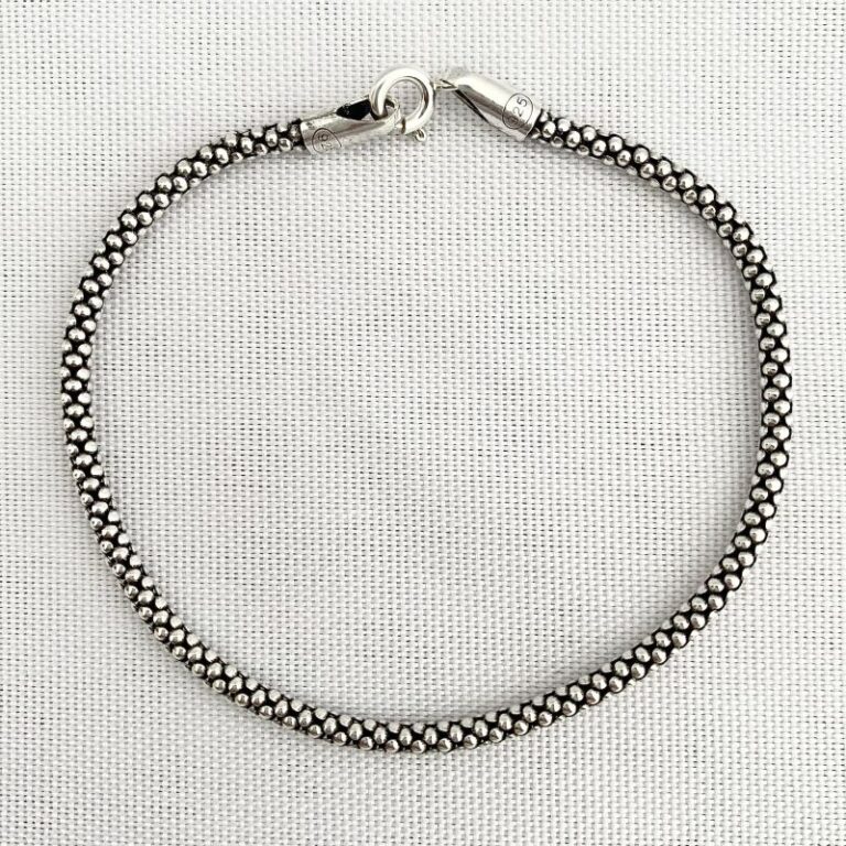 Pulseira Pipoca 3mm Prata de Bali 925