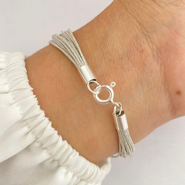 Pulseira 20 Fios de Malha Prata - Imagem 4