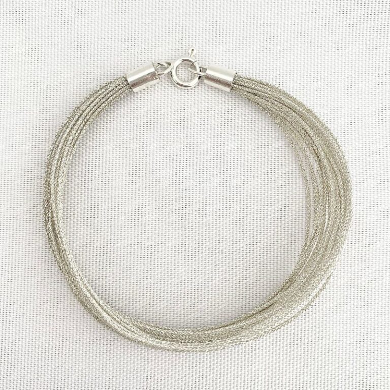 Pulseira 20 Fios de Malha Prata