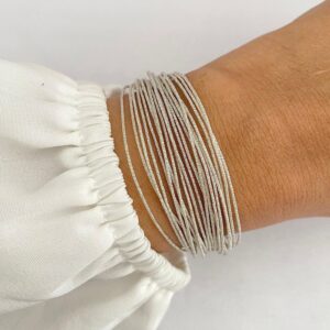 Pulseira 20 Fios de Malha Prata