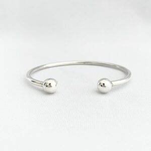 Bracelete Aberto 2 Esferas Prata 925