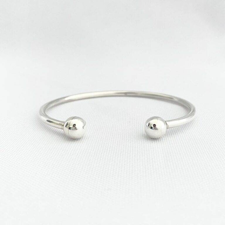 Bracelete Aberto 2 Esferas Prata 925