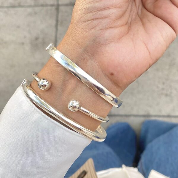 Bracelete Aberto 2 Esferas Prata 925 - Imagem 3