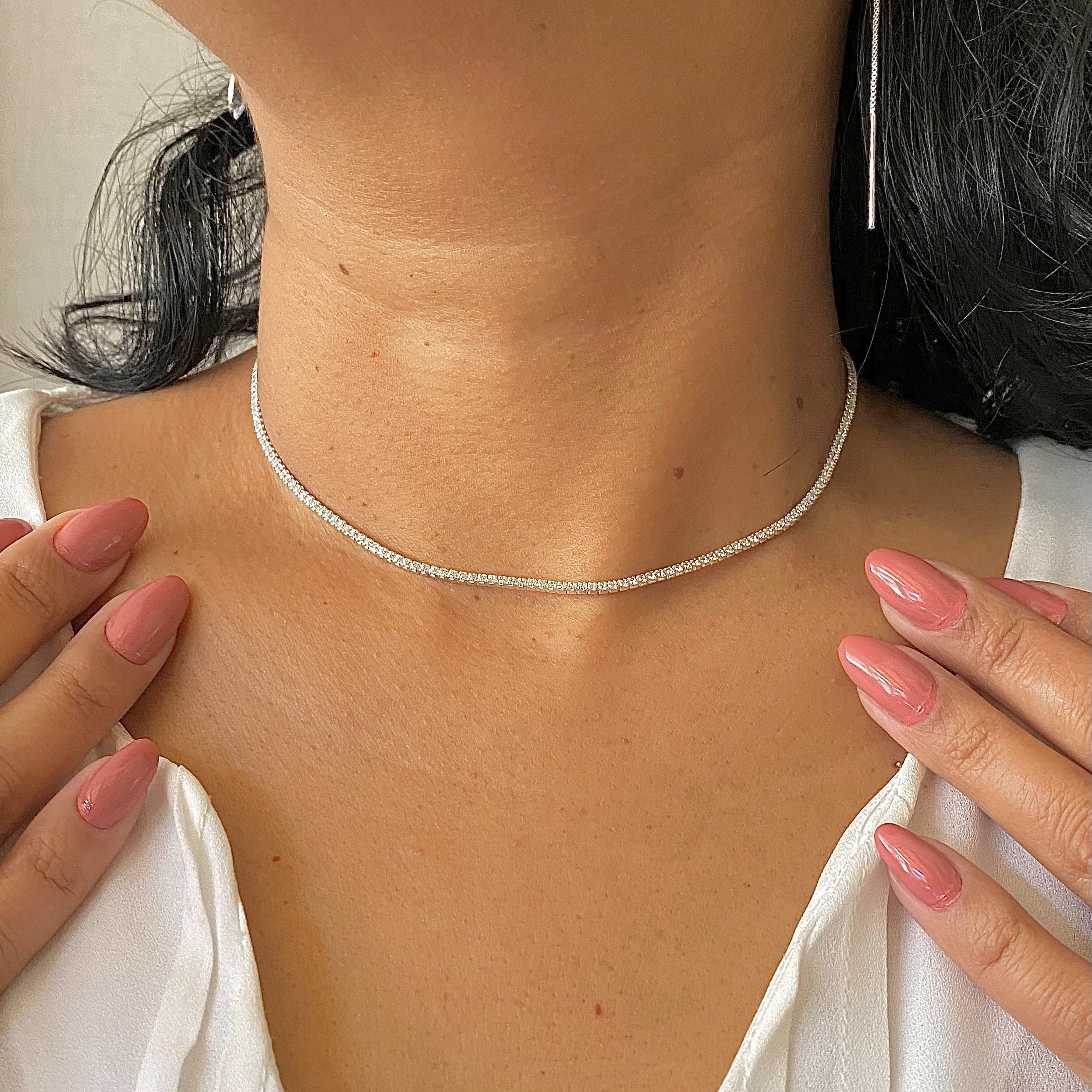 Choker Riviera Zircônias Brancas Prata 925