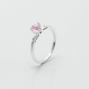Anel “You & Me” Coração Rosa Prata 925