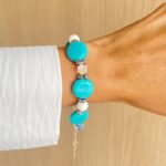 Pulseira Azul e Ágata Branca com Cristais Prata 925 - Imagem 4