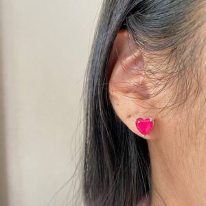 Brinco Coração Pink Fusion Prata 925