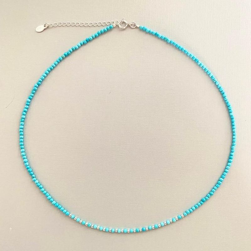 Colar Cristais Azul Turquesa Prata 925 Colar Cristais Azul Turquesa Prata 925 - Imagem 1