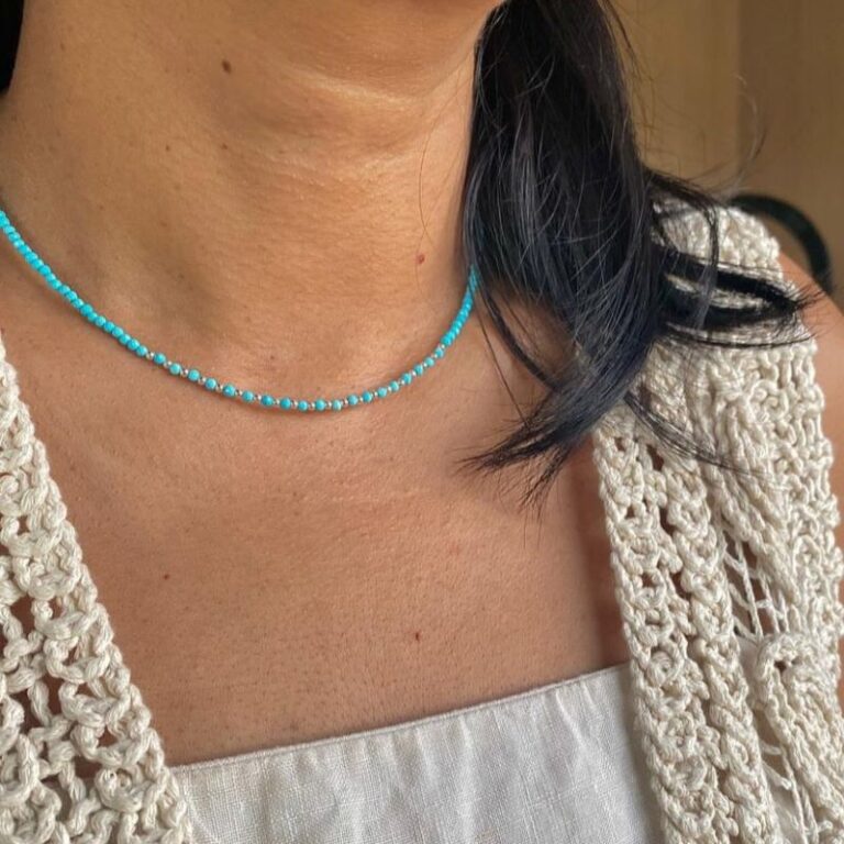 Colar Cristais Azul Turquesa Prata 925 Colar Cristais Azul Turquesa Prata 925