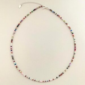 Colar Choker Cristais Multicoloridos Prata 925