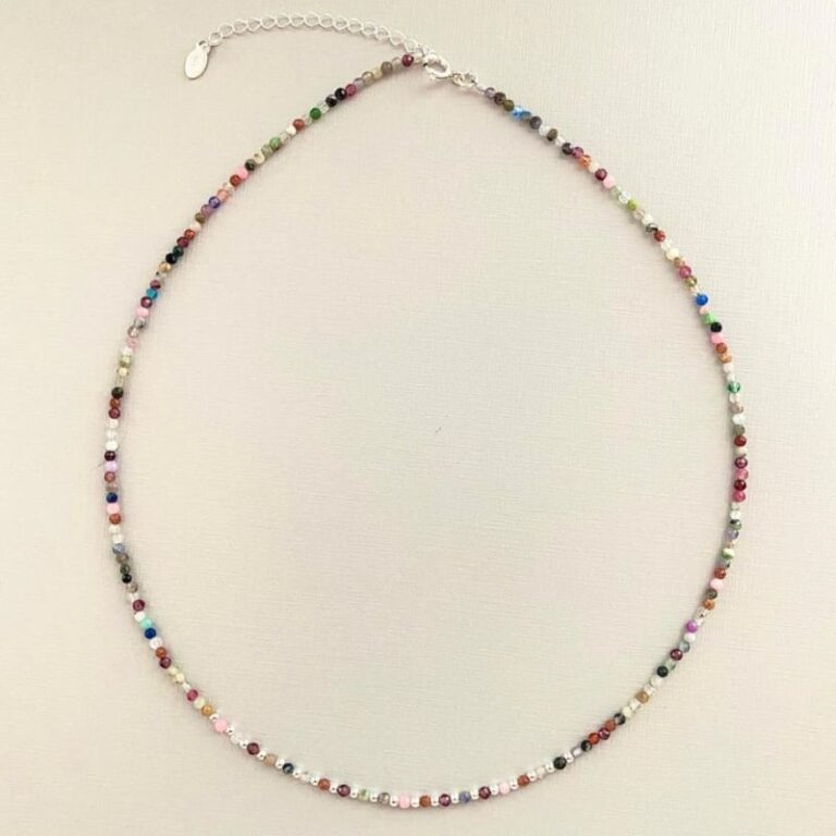 Colar Choker Cristais Multicoloridos Prata 925 Colar Choker Cristais Multicoloridos Prata 925