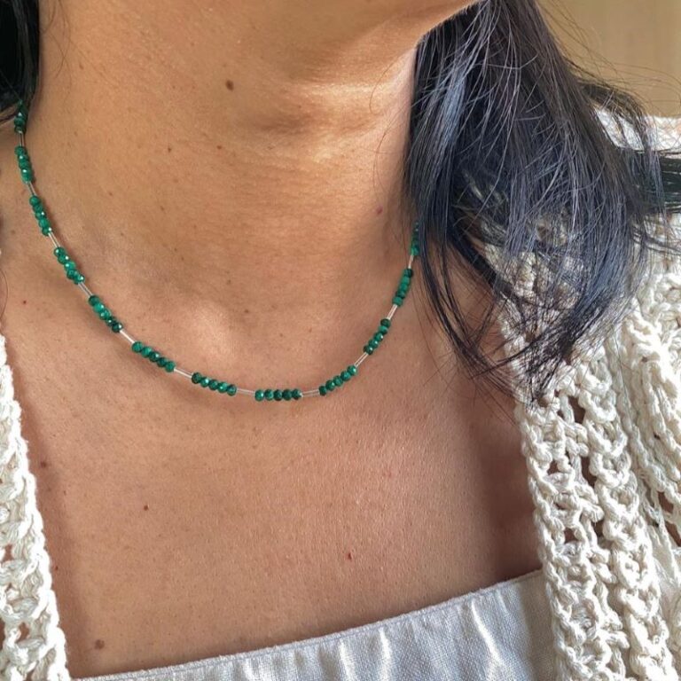 Colar Cristal Verde Esmeralda Prata 925 Colar Cristal Verde Esmeralda Prata 925