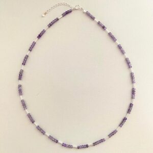 Colar Choker Cristal Lilás Prata 925 Colar Choker Cristal Lilás Prata 925