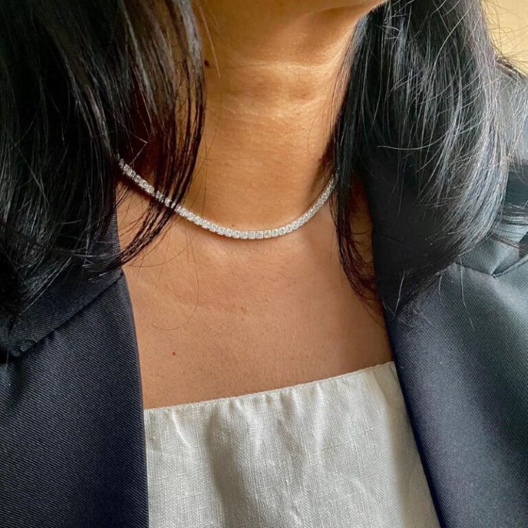 Colar de Prata Riviera Zircônias 4 Garras de 45cm Colar de Prata Riviera Zircônias 4 Garras de 45cm