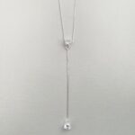 Colar de Prata Gravata com 2 Ponto de Luz de Zircônias