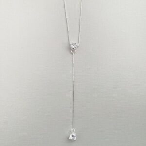 Colar de Prata Gravata com 2 Ponto de Luz de Zircônias Colar de Prata Gravata com 2 Ponto de Luz de Zircônias