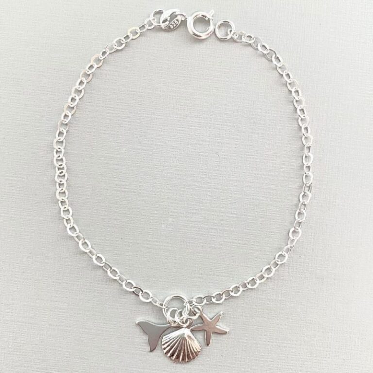 Pulseira de Prata Pingentes Estrela do Mar