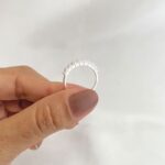 Anel Meia Aliança Prata Nove Zircônias Cravejadas - Imagem 2